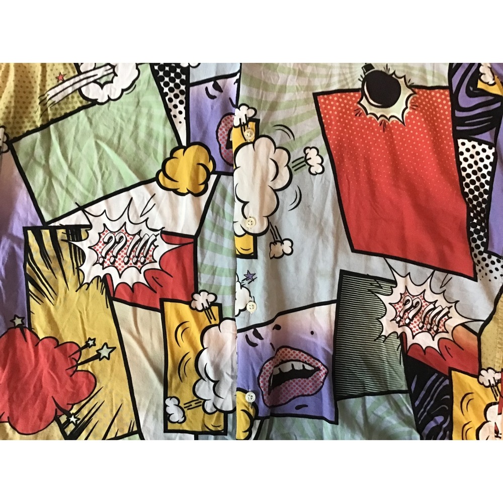 Zara Man Comic Book Pop Art Print Shirt Relaxed Fit Short Sleeve Multicolor M - Picture 3 of 4